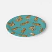 Assiettes En Carton Tiger sur Motif Turquoise (Angle)
