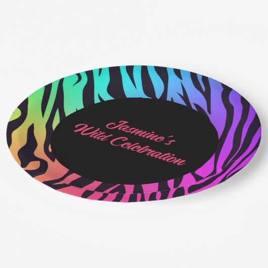 Assiettes En Carton Tigre arc-en-ciel Imprimer Celebation sauvage (Angle)