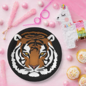 Assiettes En Carton Tigre, chat sauvage sur noir (Fête)