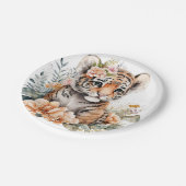 Assiettes En Carton Tigre d'aquarelle en fleurs (Angle)