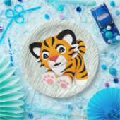 Assiettes En Carton Tigre de bébé sauvage avec des plats d'excitation (Fête)