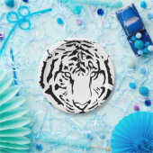 Assiettes En Carton Tigre noir et blanc Fermer les plaques de papier (Fête)