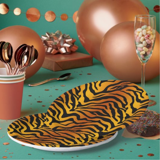 Assiettes En Carton Tigre rayé (Multi)