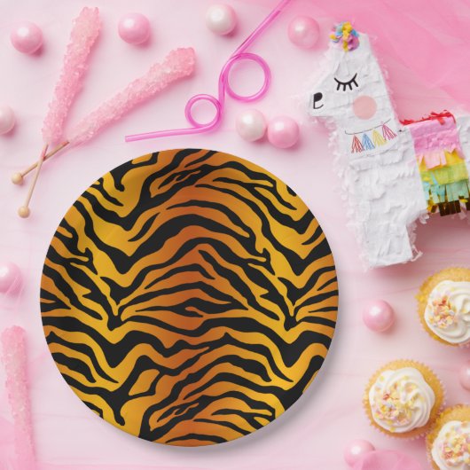 Assiettes En Carton Tigre rayé (Fête)
