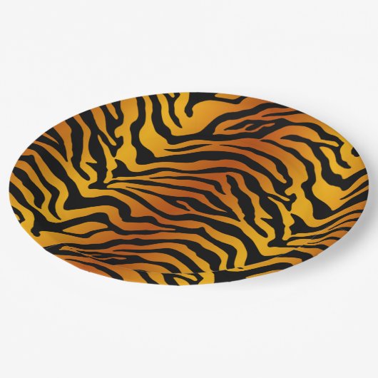 Assiettes En Carton Tigre rayé (Angle)