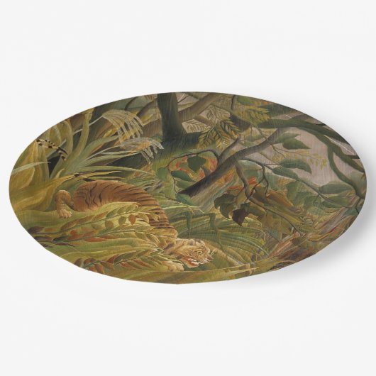 Assiettes En Carton Tigre surpris dans une tempête tropicale (Angle)