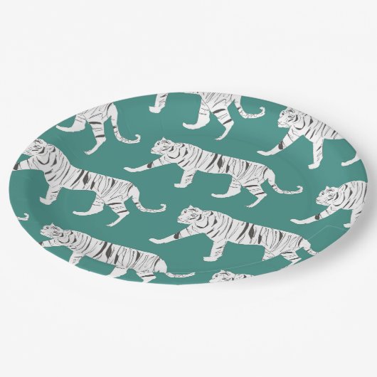 Assiettes En Carton Tigre turquoise (Angle)