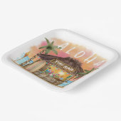 Assiettes En Carton Tiki Beach Bar Surf tropical & mer (Angulaire)