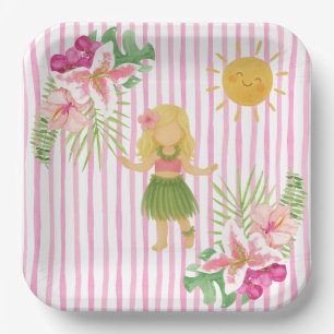 Assiettes En Carton Tiki Luau Party, Hawaii Birthday, Hula Girl