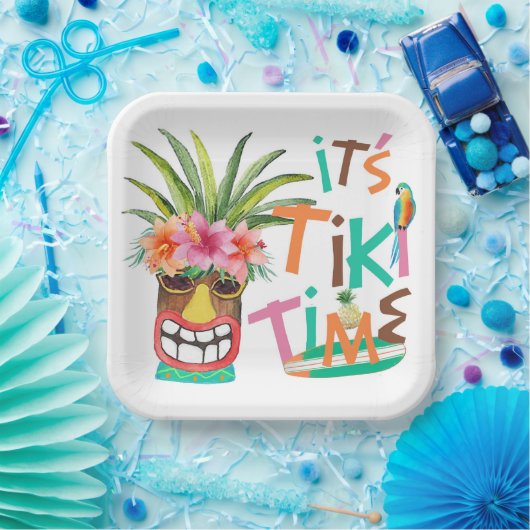 Assiettes En Carton Tiki Luau | Plage tropicale (Fête)
