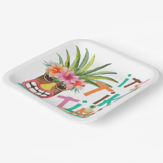 Assiettes En Carton Tiki Luau | Plage tropicale (Angulaire)