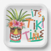 Assiettes En Carton Tiki Luau | Plage tropicale (Recto)