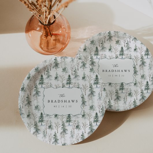 Assiettes En Carton Timber Grove Evergreen Forest Wedding