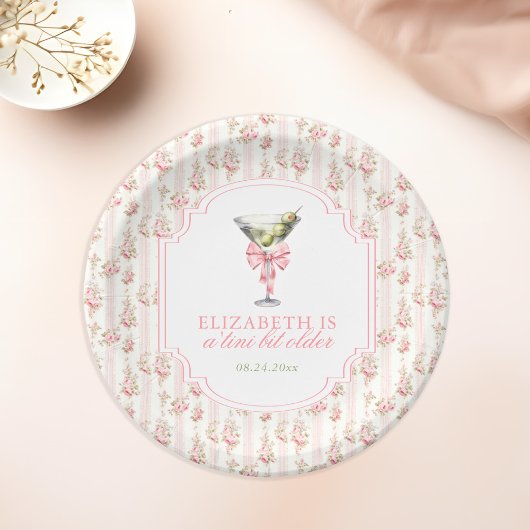 Assiettes En Carton 'Tini Bit Ancien Martini Coquette Anniversaire