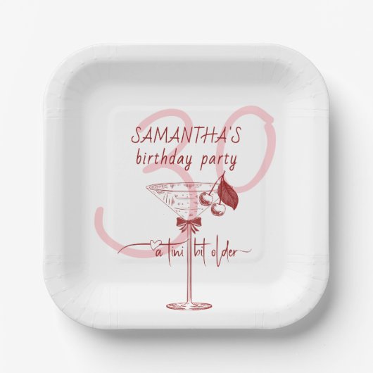 Assiettes En Carton Tini Bit Ancienne Bow moderne Cherry Martini Anniv (Recto)