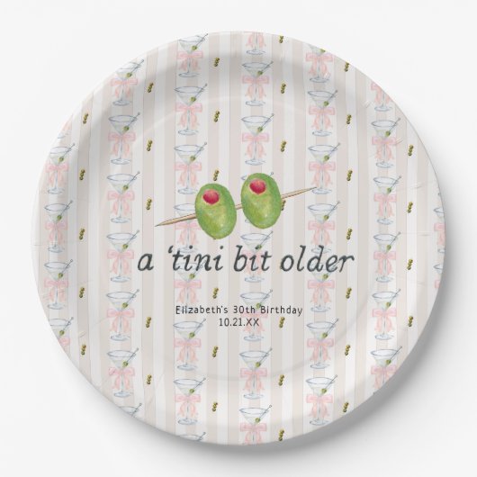 Assiettes En Carton Tini Bit plus âgé | Martini à thème Anniversaire (Devant)