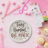 Assiettes En Carton "Tiny Human, Big Magic" Boho Starburst Quote (Fête)