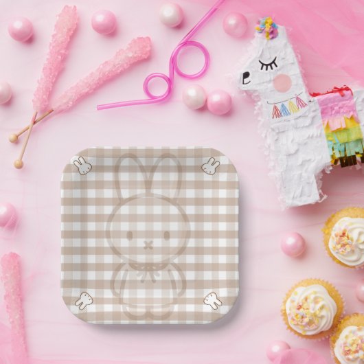 Assiettes En Carton Tiny Latte en vichy (Fête)