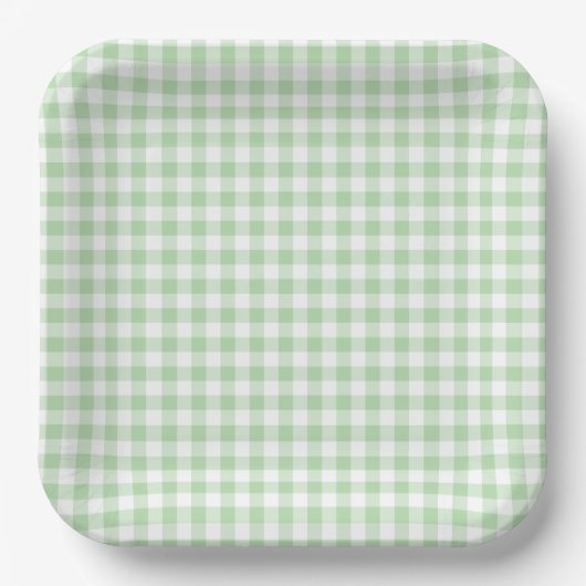 Assiettes En Carton Tiny Pale Green and White Gingham (Recto)