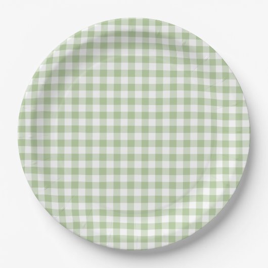 Assiettes En Carton Tiny Sage and White Gingham (Devant)