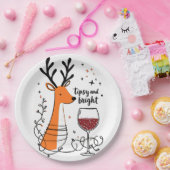 Assiettes En Carton Tipsy and Bright Reindeer (Fête)