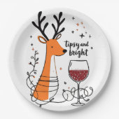 Assiettes En Carton Tipsy and Bright Reindeer (Devant)