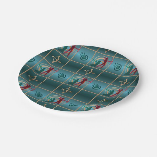 Assiettes En Carton Tir à l'arc et flèche - Motif vert (Angle)