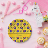 Assiettes En Carton Tir à l'arc jaune nommé personnalisé (Fête)