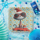 Assiettes En Carton Tis The Season Quirky Cat Paper Plate (Fête)