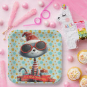Assiettes En Carton Tis The Season Quirky Cat Paper Plate (Fête)