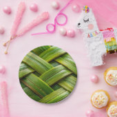 Assiettes En Carton Tissu de bambou vert frais (Fête)