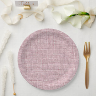 Assiettes En Carton Tissu faux lin rose élégant 