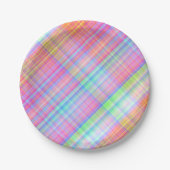 Assiettes En Carton Tissu Plaid Pastel Multicolor (Devant)