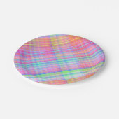 Assiettes En Carton Tissu Plaid Pastel Multicolor (Angle)