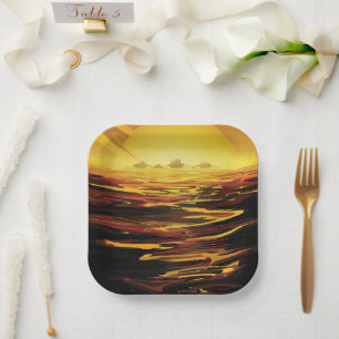 Assiettes En Carton Titan la plus grande lune de la planète Saturne