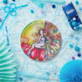 ASSIETTES EN CARTON TITANIE ASSIS SUR UNE FLEURS ROUGE (Fête)