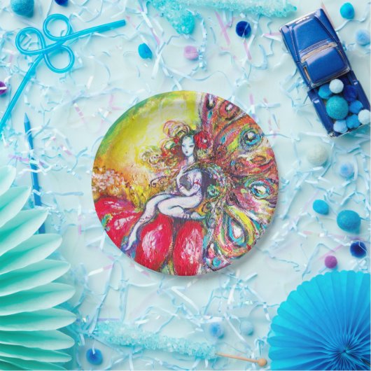 ASSIETTES EN CARTON TITANIE ASSIS SUR UNE FLEURS ROUGE (Fête)