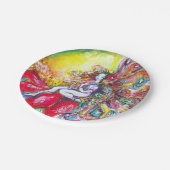 ASSIETTES EN CARTON TITANIE ASSIS SUR UNE FLEURS ROUGE (Angle)