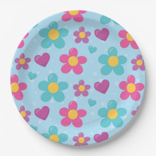 Assiettes En Carton Titre : Vaisselle Fleurs Étoilées