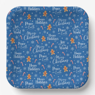 Assiettes En Carton Titres de Noël amusants avec des bonshommes en pai