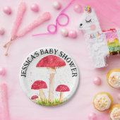 Assiettes En Carton Toadstool Champignons Forêt aquarelle Rouge Nature (Fête)