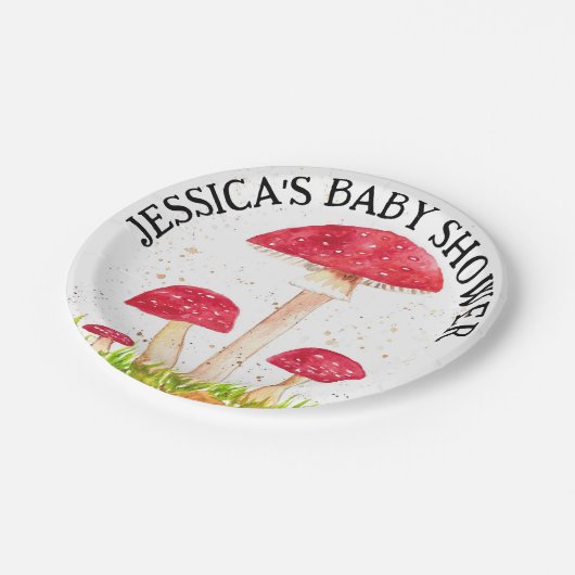 Assiettes En Carton Toadstool Champignons Forêt aquarelle Rouge Nature (Angle)