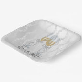 Assiettes En Carton Toast mariage Champagne Sur Damas (Angulaire)