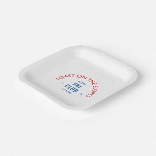 Assiettes En Carton Toast sur les pistes Après Ski Club Rouge & Bleu (Angulaire)