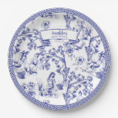 Assiettes En Carton Toile bleue et blanche (Devant)