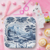 Assiettes En Carton Toile Bleue Pays Français (Fête)