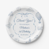 Assiettes En Carton Toile De Jouy Blue Bow Birthday Party (Devant)