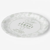 Assiettes En Carton Toile de Jouy Green Cowboy Baby shower occidental (Angle)