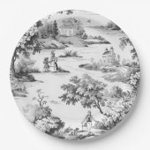 Assiettes En Carton Toile de jouy, noir et blanc, porcelaine, (Devant)