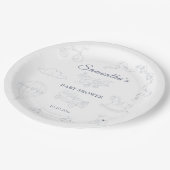 Assiettes En Carton Toile de Jouy Nursery Baby Shower (Angle)
